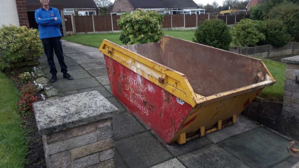 Lostock Skip at the end of Driveway