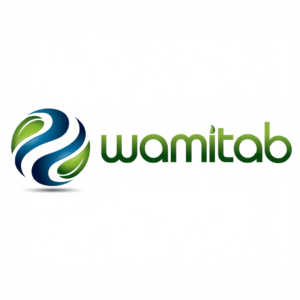 Wamitab logo: a circular blue-and-green globe with leaf motifs and the word 'wamitab' in green